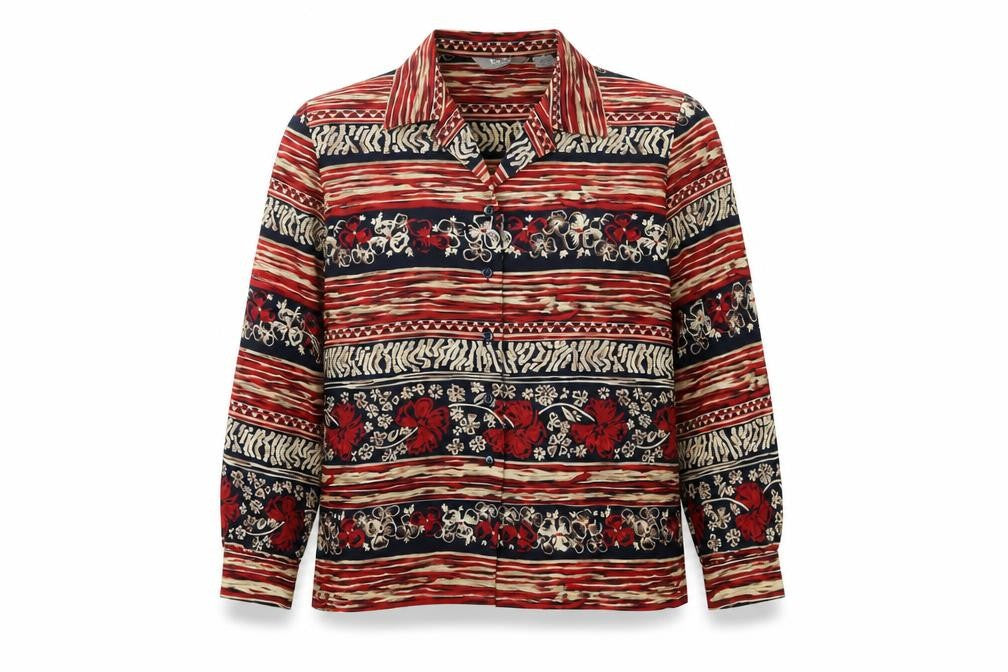 Front view of Tan Jay Women's Multicoloured Button-Up Shirt, Petites