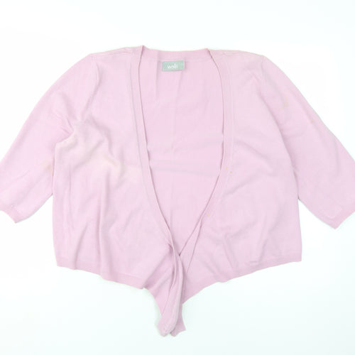 Wallis Women's Pink Cardigan L V-Neck 3/4 Sleeve