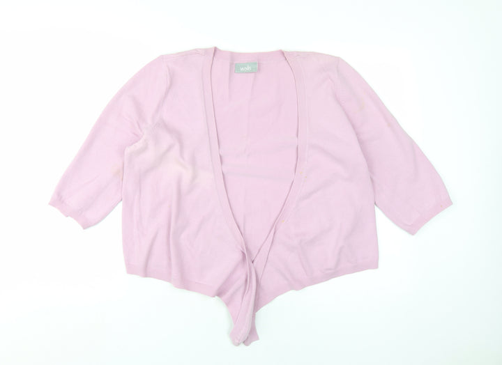 Wallis Women's Pink Cardigan L V-Neck 3/4 Sleeve