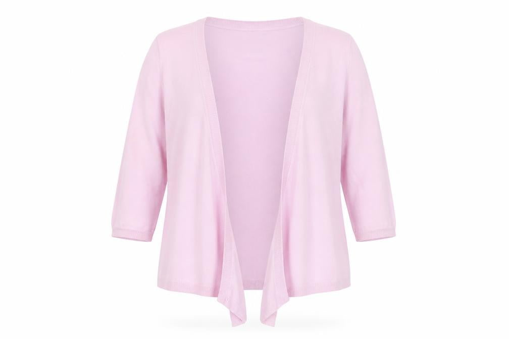Wallis Women's Pink Cardigan L V-Neck 3/4 Sleeve
