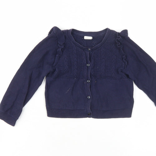 Gap Girls Blue Cardigan, 3 Years, Ruffle Accents
