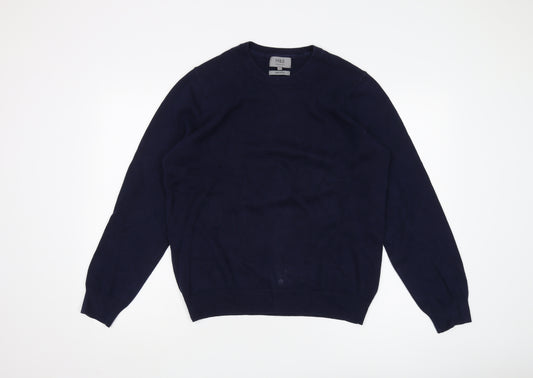 Marks and Spencer Men's Blue Cotton Pullover Jumper - S