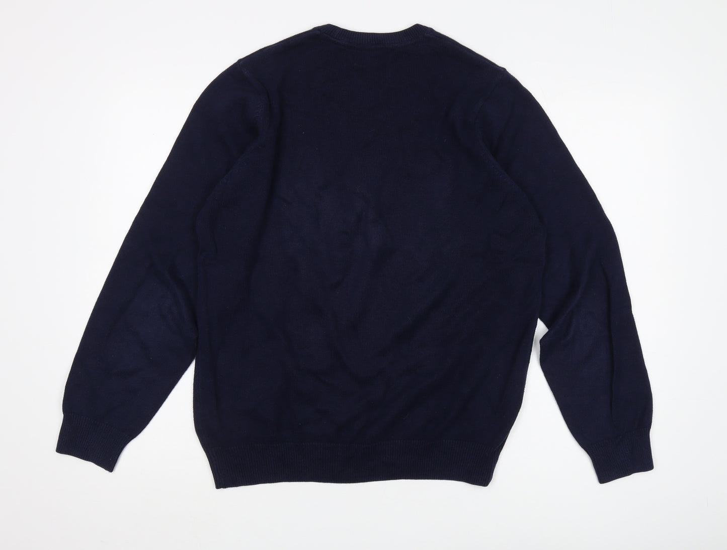 Marks and Spencer Men's Blue Cotton Pullover Jumper - S