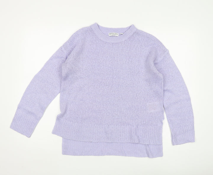Brave Soul Women's Purple Chunky Knit Pullover Jumper - S