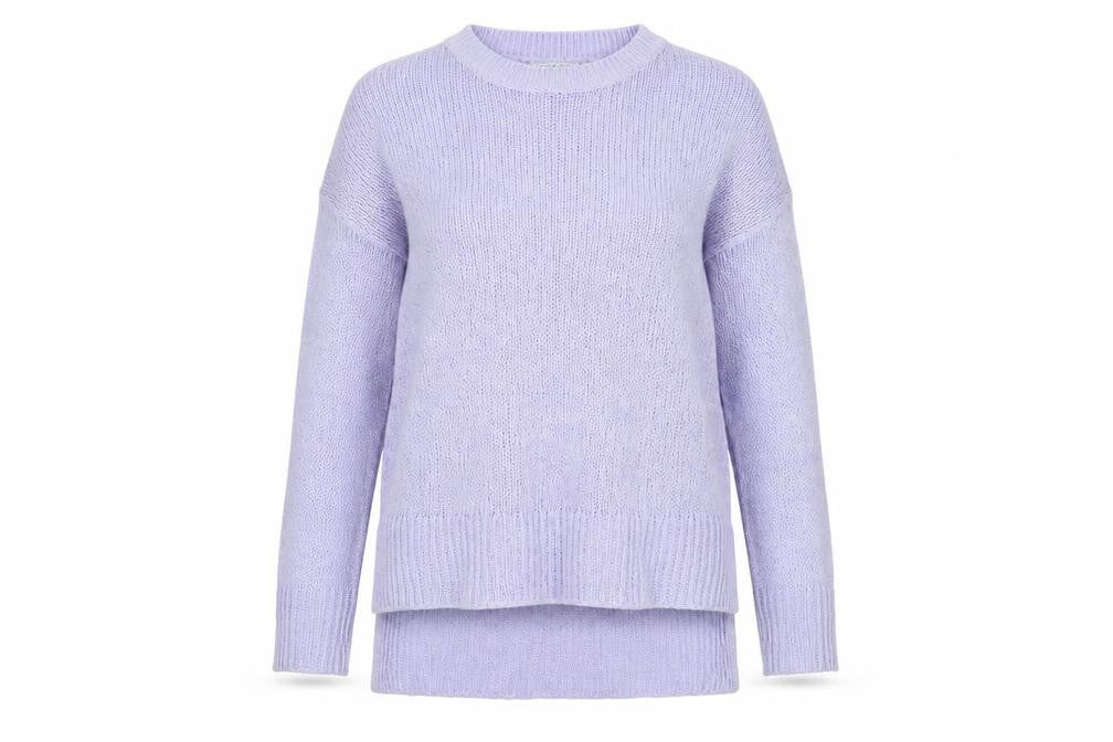 Front view of Brave Soul Women's Purple Chunky Knit jumper - S