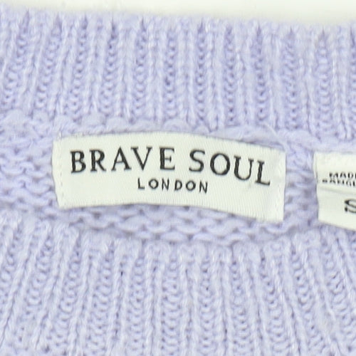 Brave Soul Women's Purple Chunky Knit Pullover Jumper - S