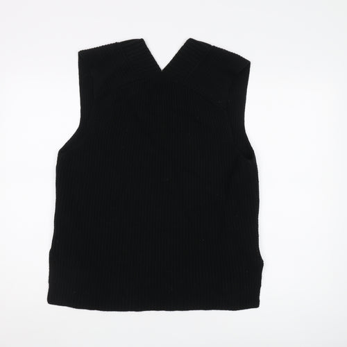 H&M Women's Black Vest S V-Neck Casual Chunky-Knit