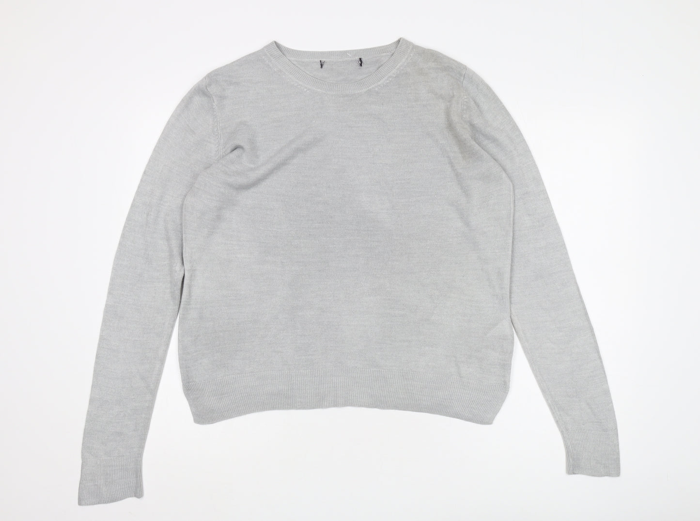 Marks and Spencer Women’s Grey Acrylic Crew Neck Jumper, Size 14