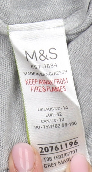 Marks and Spencer Women’s Grey Acrylic Crew Neck Jumper, Size 14