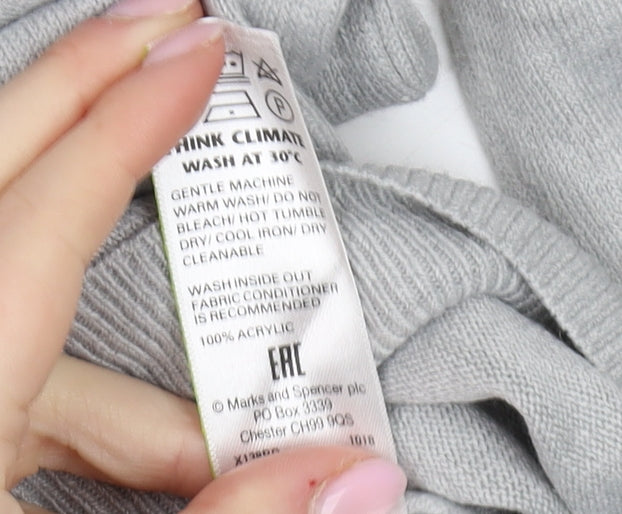 Marks and Spencer Women’s Grey Acrylic Crew Neck Jumper, Size 14