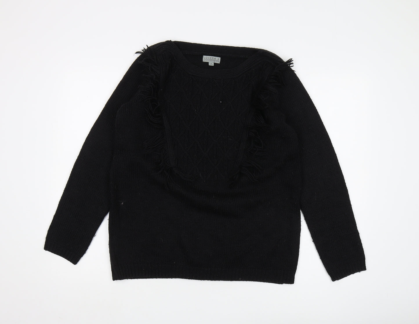 Joseph A Women's Black Fringe Pullover Jumper, M