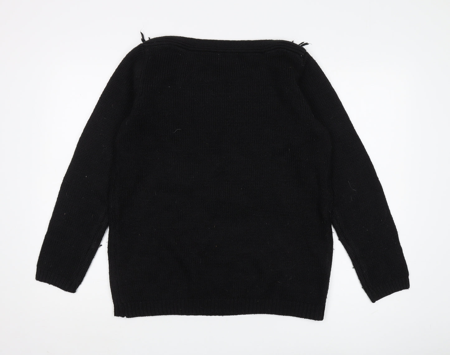 Joseph A Women's Black Fringe Pullover Jumper, M