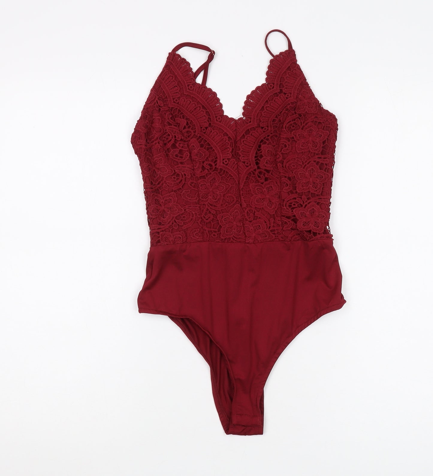 Vera & Lucy Women's Red Lace Bodysuit, Size S