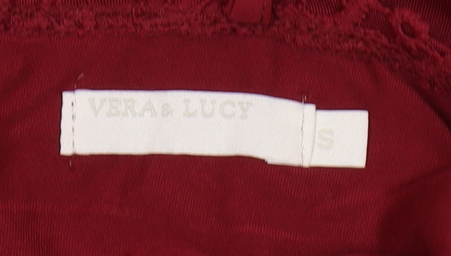 Vera & Lucy Women's Red Lace Bodysuit, Size S