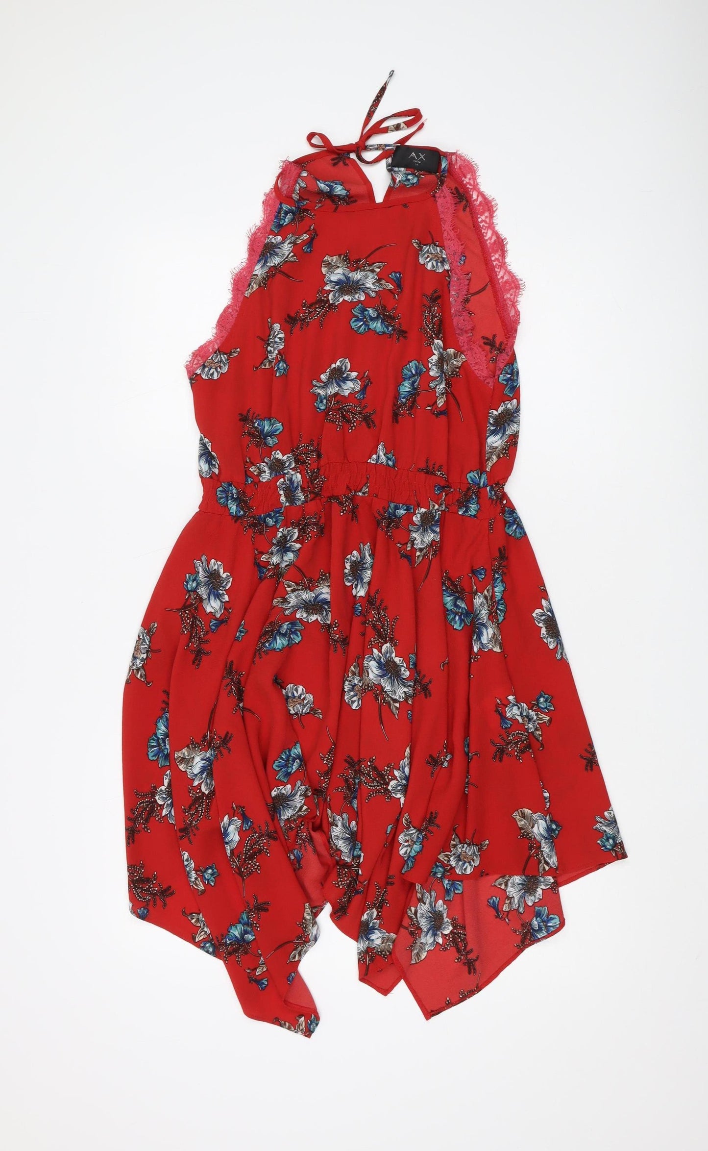 AX Paris Women's Red A-Line Floral Asymmetric Dress