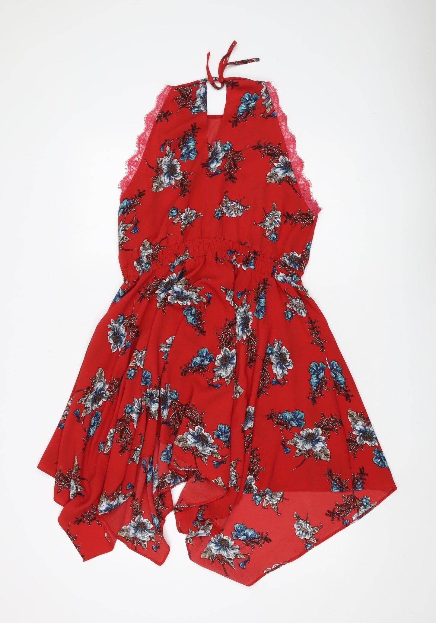 AX Paris Women's Red A-Line Floral Asymmetric Dress