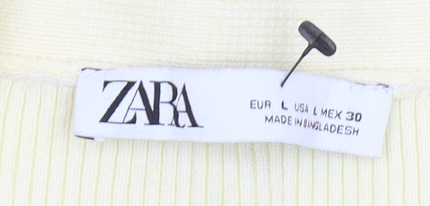 Zara Women's Ivory Cardigan, V-Neck, Size L, Casual