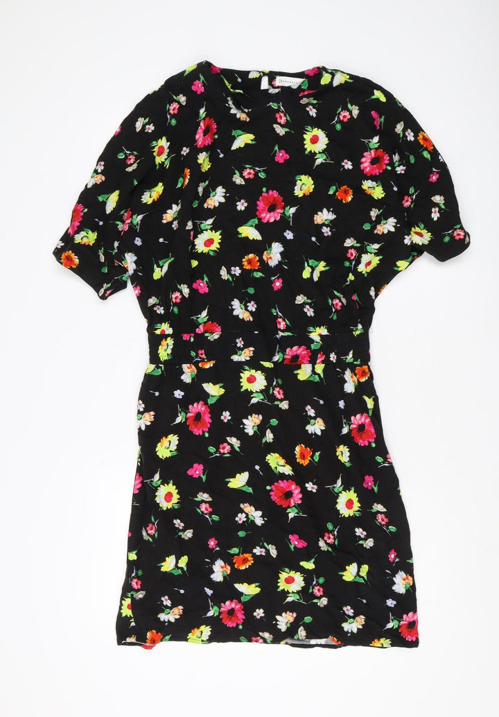 Warehouse Women's Black Floral Short Shift Dress