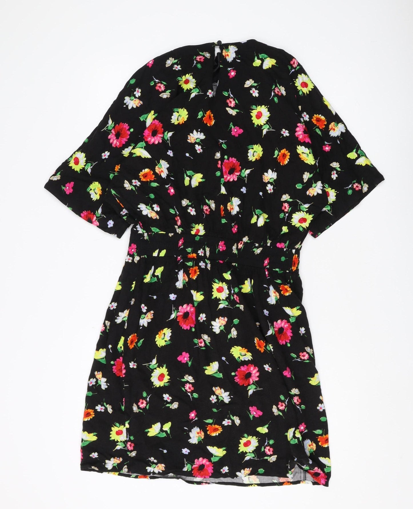 Warehouse Women's Black Floral Short Shift Dress