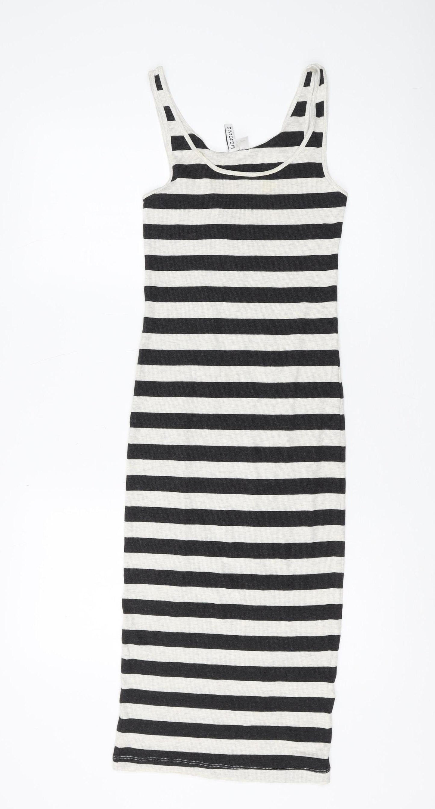 H&M Women Black/White Striped Tank Dress S