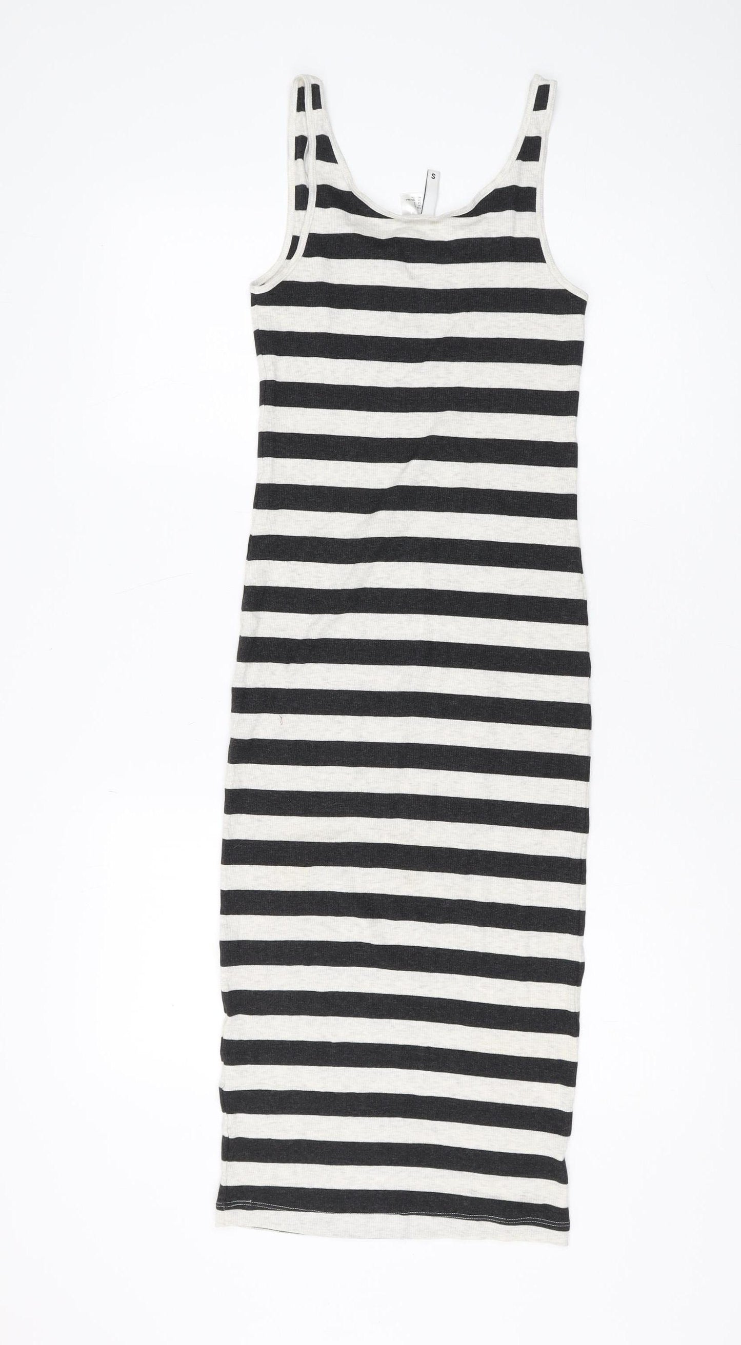H&M Women Black/White Striped Tank Dress S