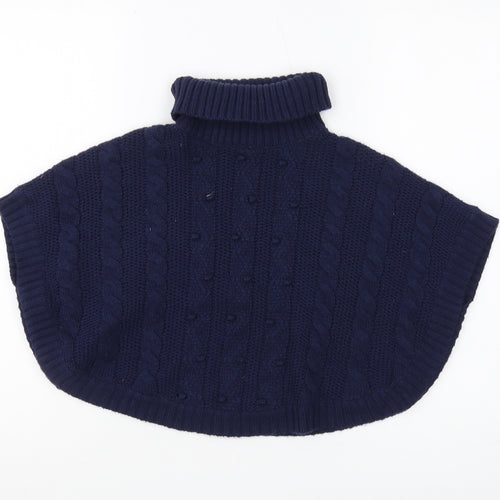 John Lewis Girls Navy High Neck Cape Jumper 5-6 Years