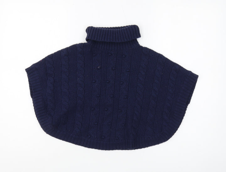John Lewis Girls Navy High Neck Cape Jumper 5-6 Years