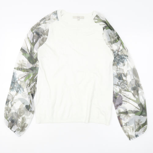 Next Women's White Floral Pullover Jumper Size 10