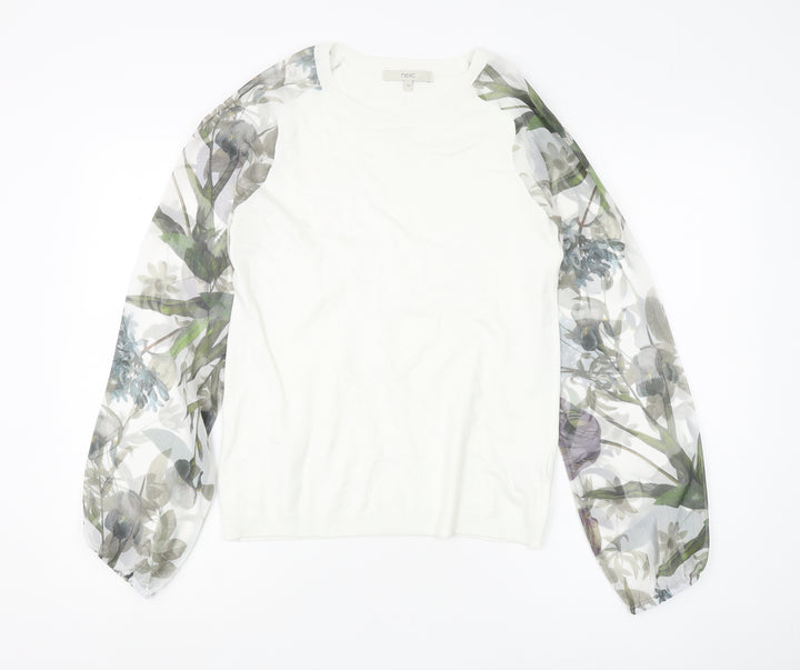 Next Women's White Floral Pullover Jumper Size 10