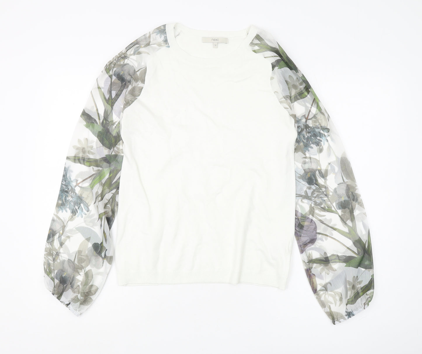 Next Women's White Floral Pullover Jumper Size 10