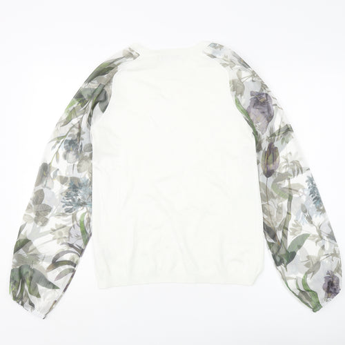 Next Women's White Floral Pullover Jumper Size 10