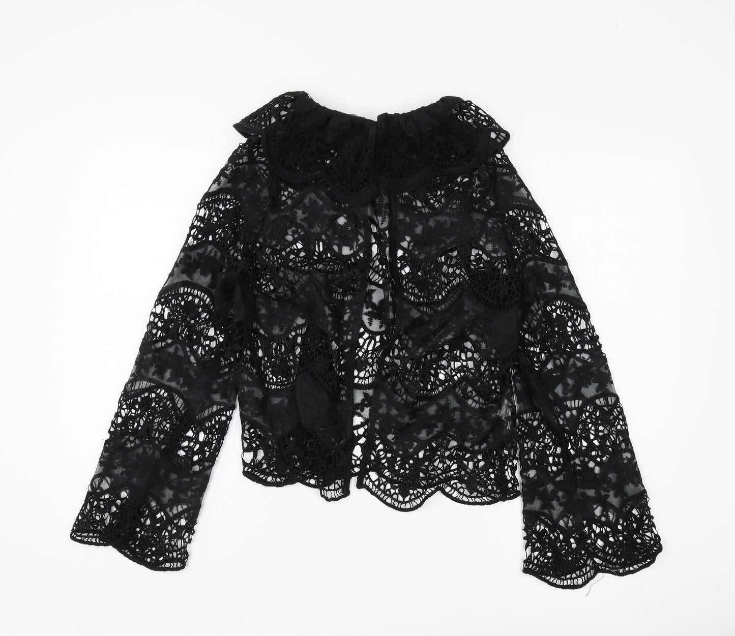 Boohoo Women's Black Lace Cropped Blouse, Size 10