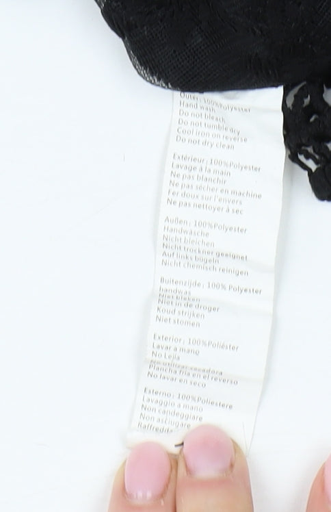 Boohoo Women's Black Lace Cropped Blouse, Size 10