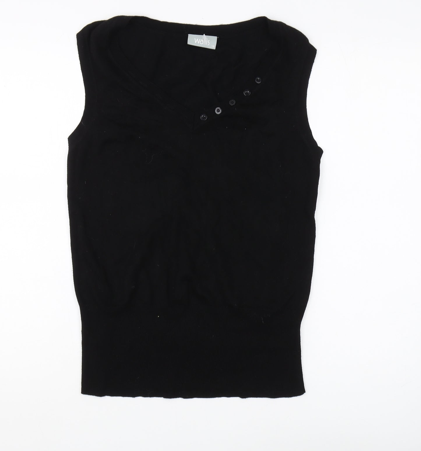 Wallis Women's Black Knit Vest, Size 14, Viscose Blend