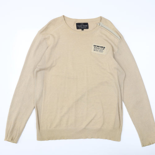 Teddy Smith Men Beige Pullover Jumper L Cotton