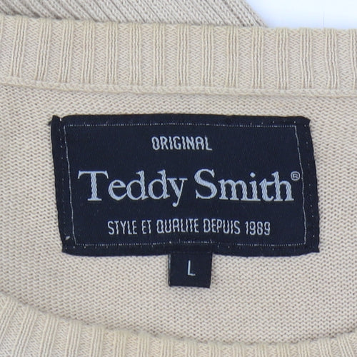Teddy Smith Men Beige Pullover Jumper L Cotton