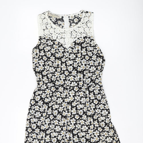 Parisian Women's Black Floral Playsuit Size 12