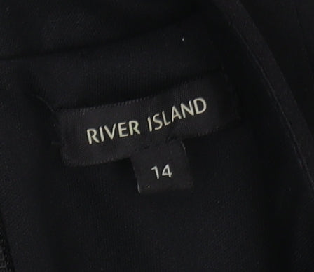 River Island Women's Black Bodycon Dress Size 14