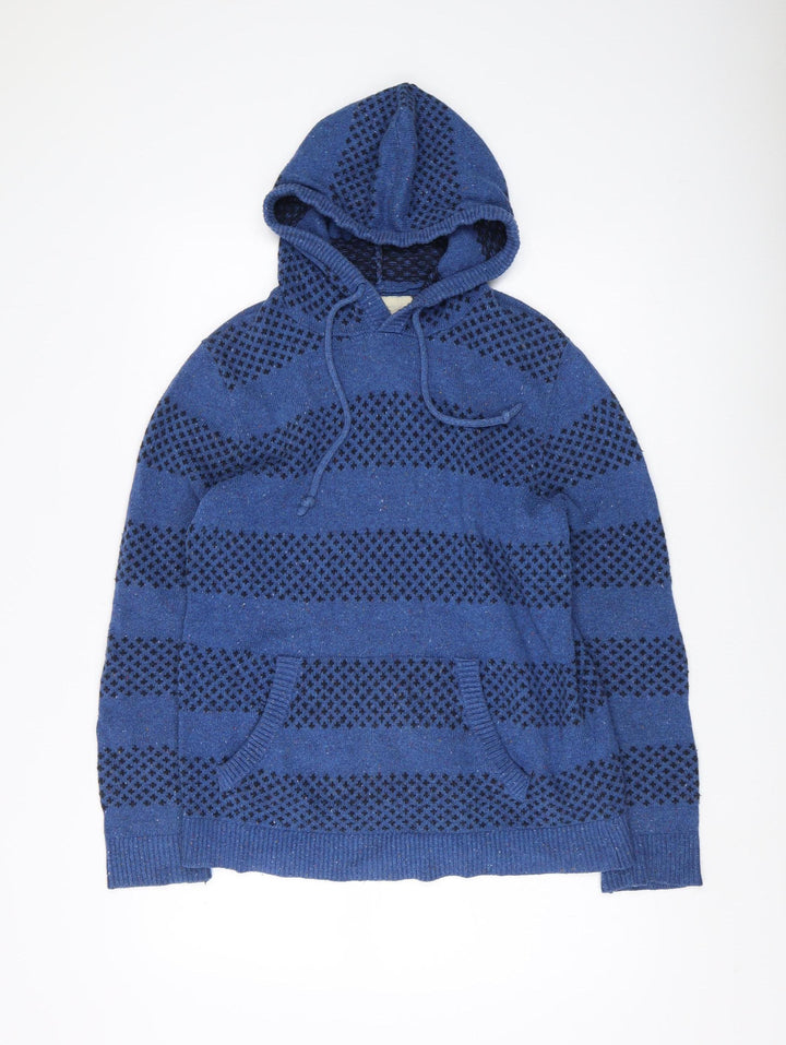 Hollister Women's Blue Striped Knit Pullover Hoodie S