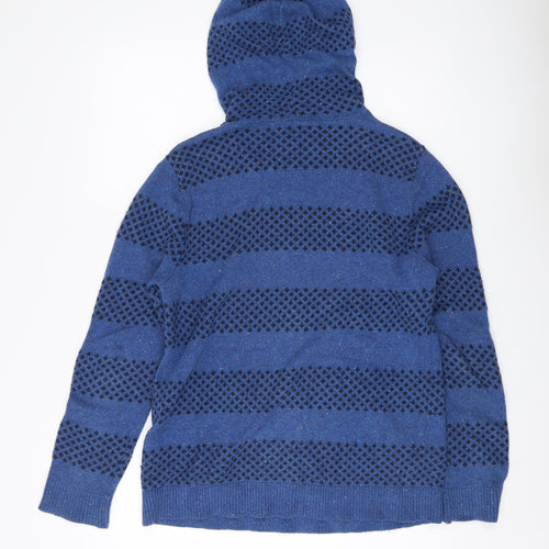 Hollister Women's Blue Striped Knit Pullover Hoodie S