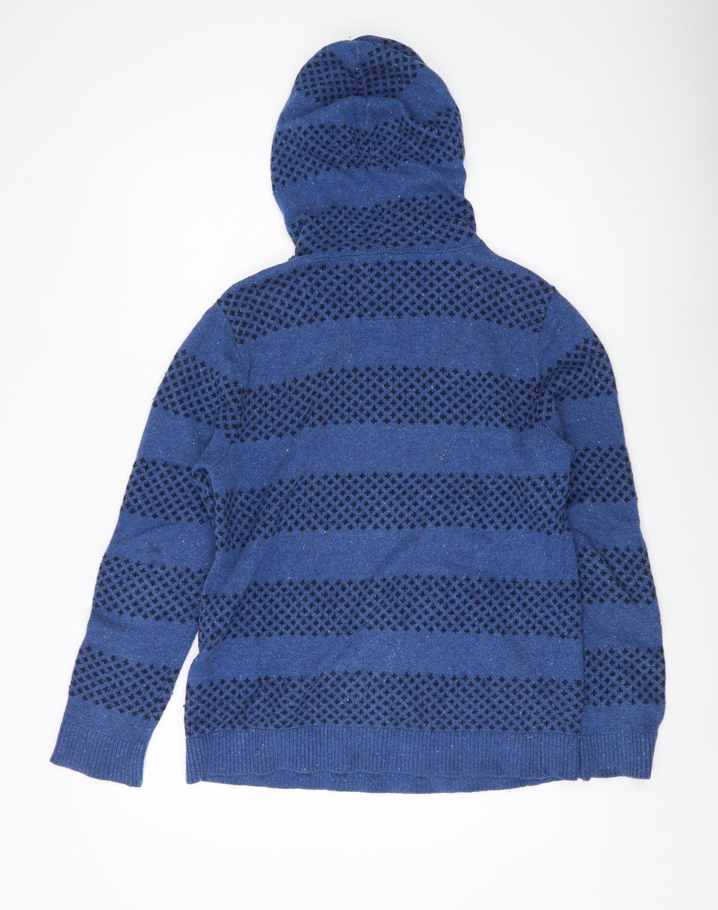 Hollister Women's Blue Striped Knit Pullover Hoodie S