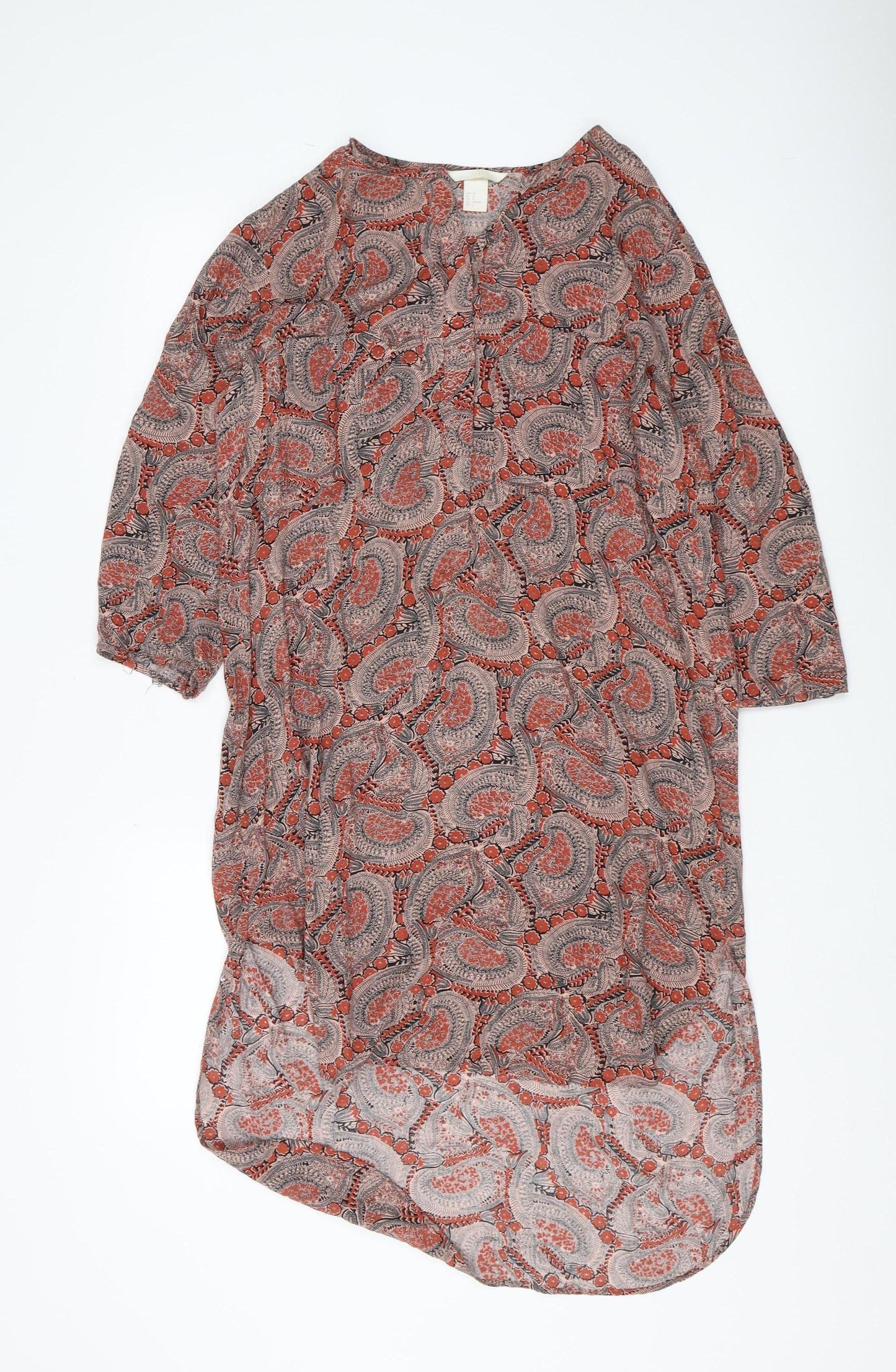 H&M Women's Multicoloured Paisley Midi Shift Dress Size 8