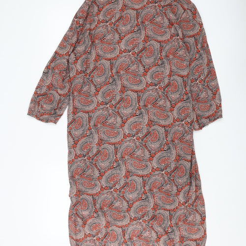 H&M Women's Multicoloured Paisley Midi Shift Dress Size 8