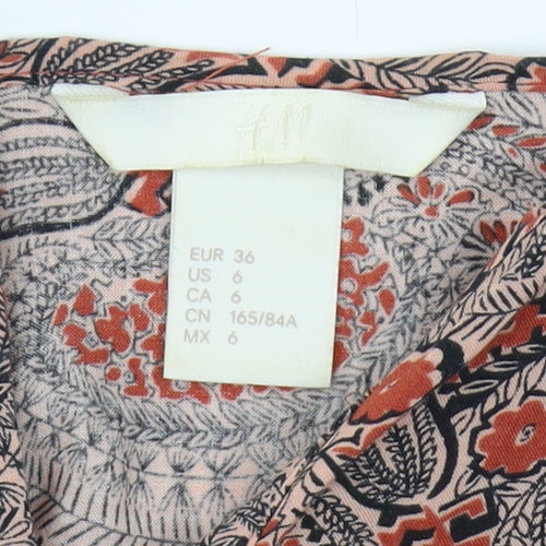 H&M Women's Multicoloured Paisley Midi Shift Dress Size 8