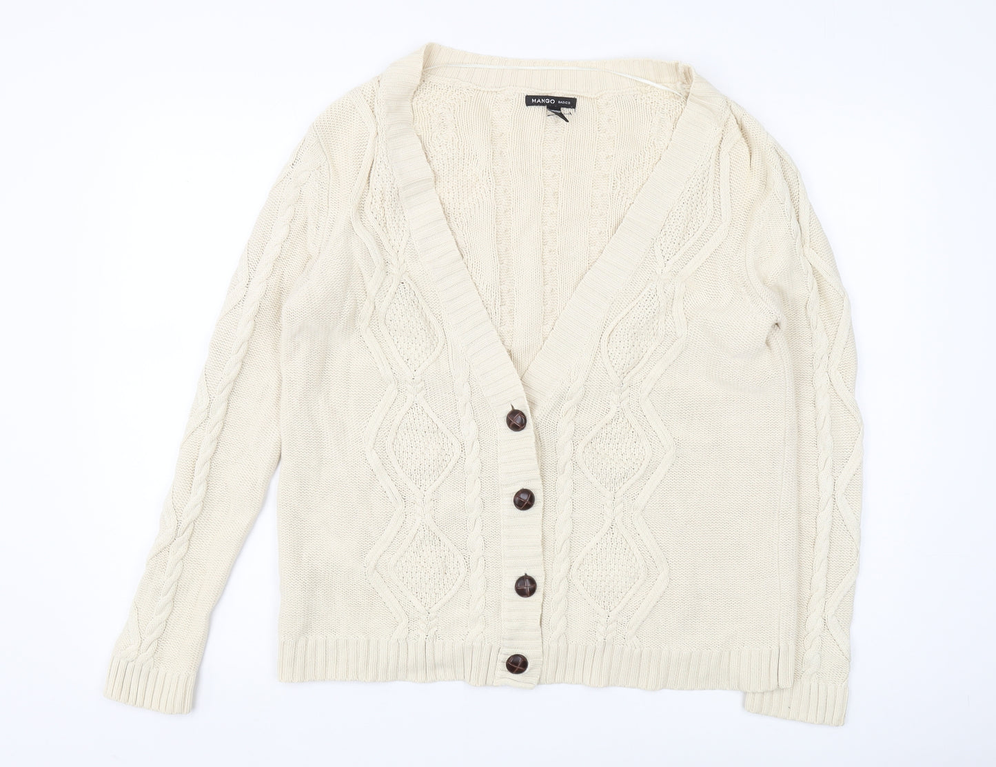 Mango Women's Ivory Cable-Knit Cardigan XL