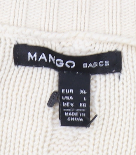 Mango Women's Ivory Cable-Knit Cardigan XL