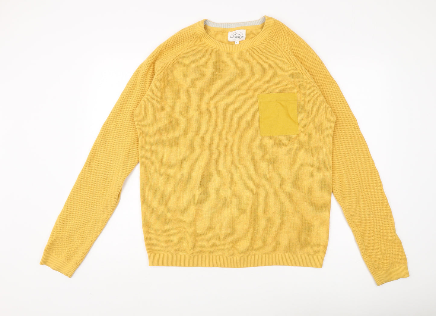 Passenger Men's Yellow Cotton Pullover Jumper - L