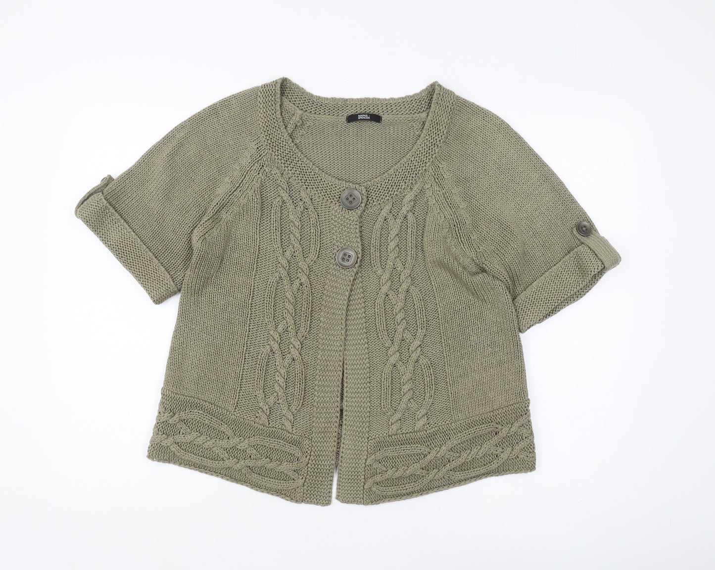 Marks and Spencer Women’s Green Cable-Knit Cardigan Size 16