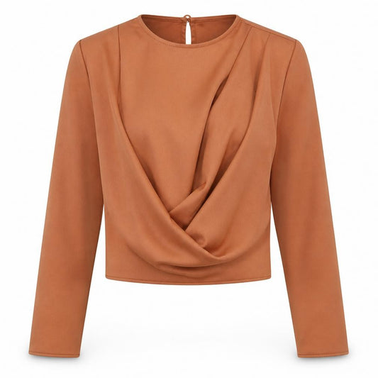 Front view of ASOS Design Women's Brown Cropped Top, size 6