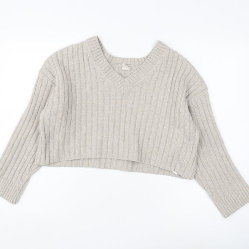 Urban Outfitters Beige V-Neck Pullover Jumper XS